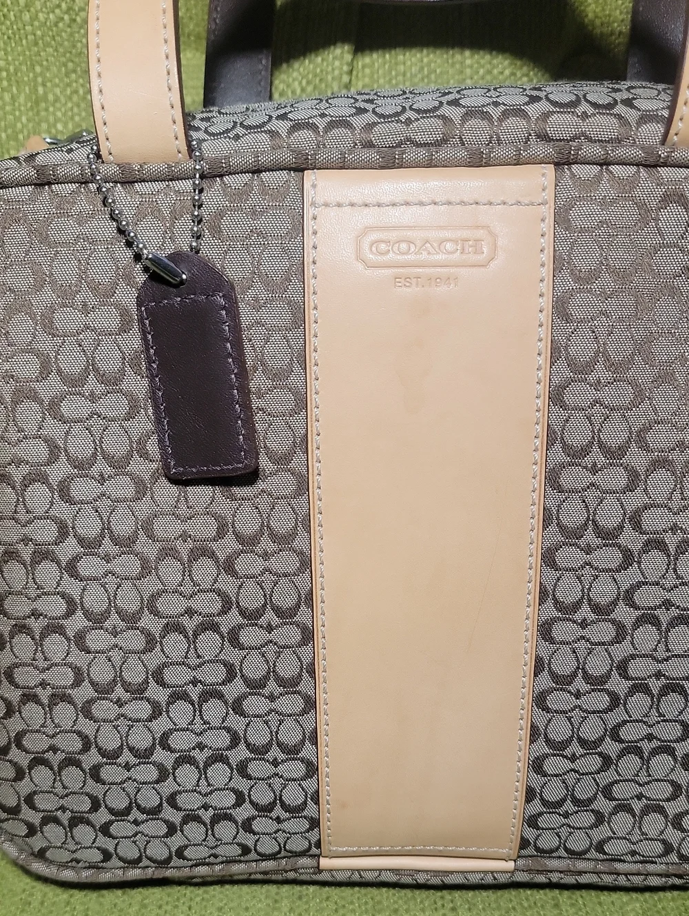 Coach Y2K Signature Cosmetic Large Bag Taupe and Tan